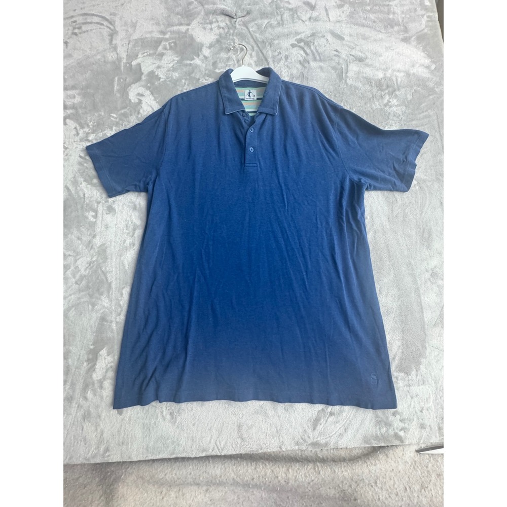 Sharp Lad Mens XL Blue Cotton Tencel Blend Short Sleeve Polo Shirt Classic Fit